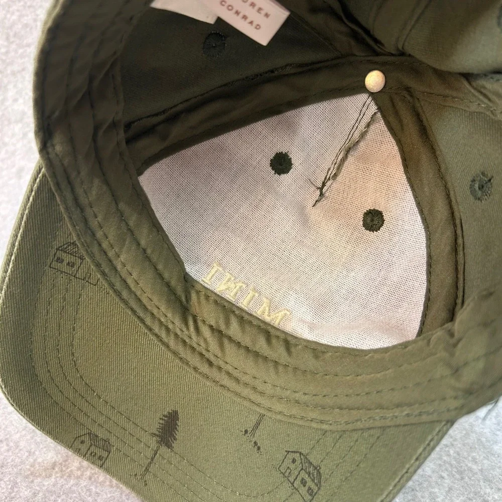 Mini Cabin Tree Print Kids Green LC Lauren Conrad Baseball Cap Hat OSFM